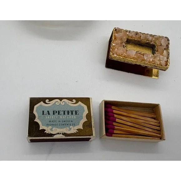 Vintage Matchbox Holder  And Ashtray with La Petite Safety Matches Sweden - Picture 6 of 8